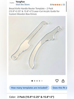 Acrylic Bread Bow Knife Handle Router Template